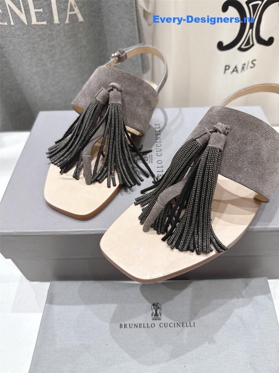 BC Gray Tassel Sandals