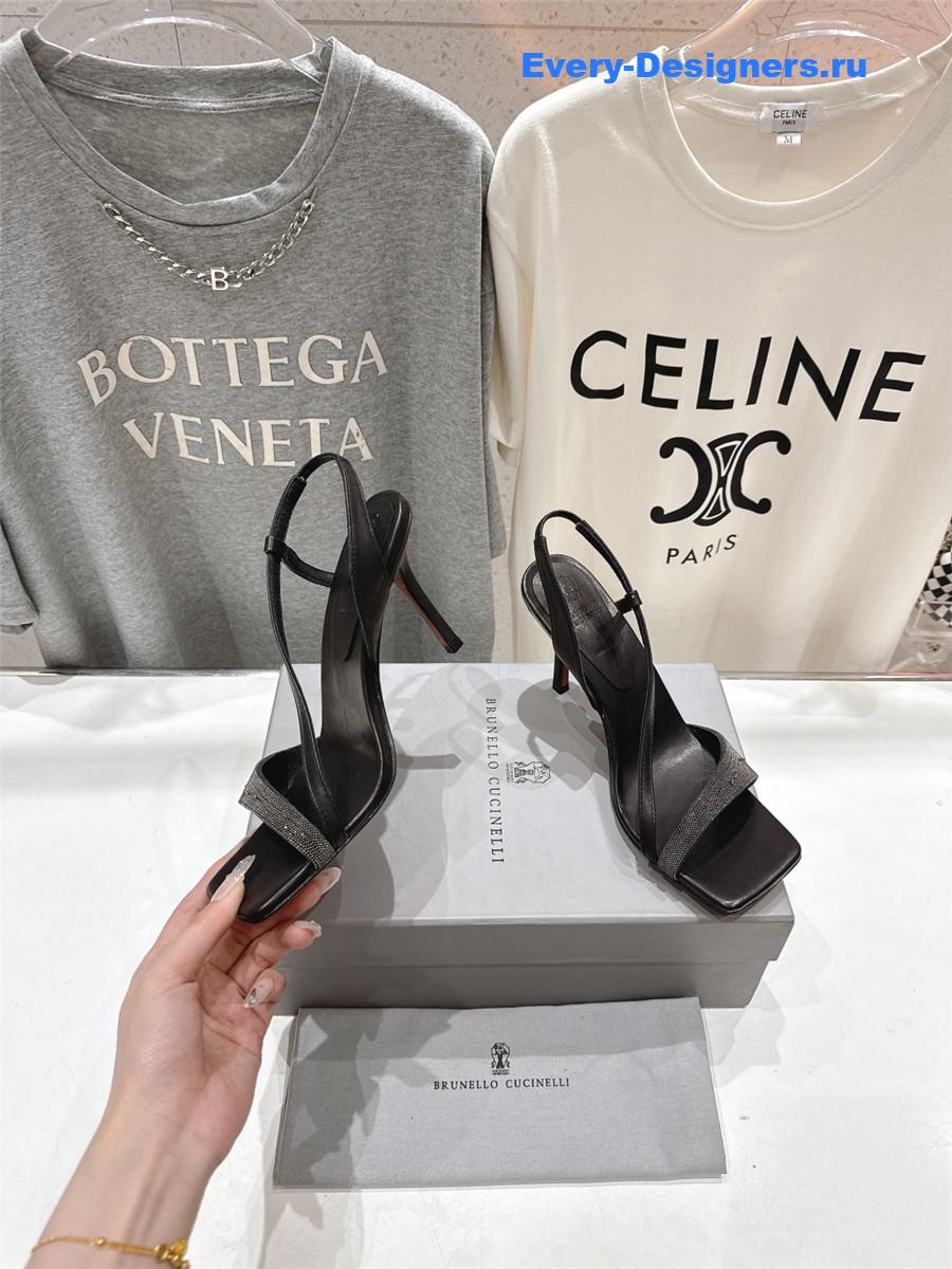 BC Black Beaded Slingback Pumps