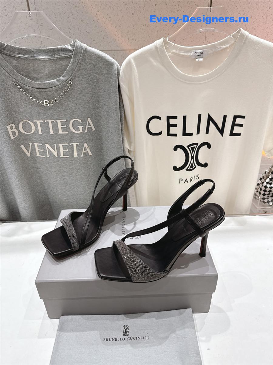 BC Black Beaded Slingback Pumps