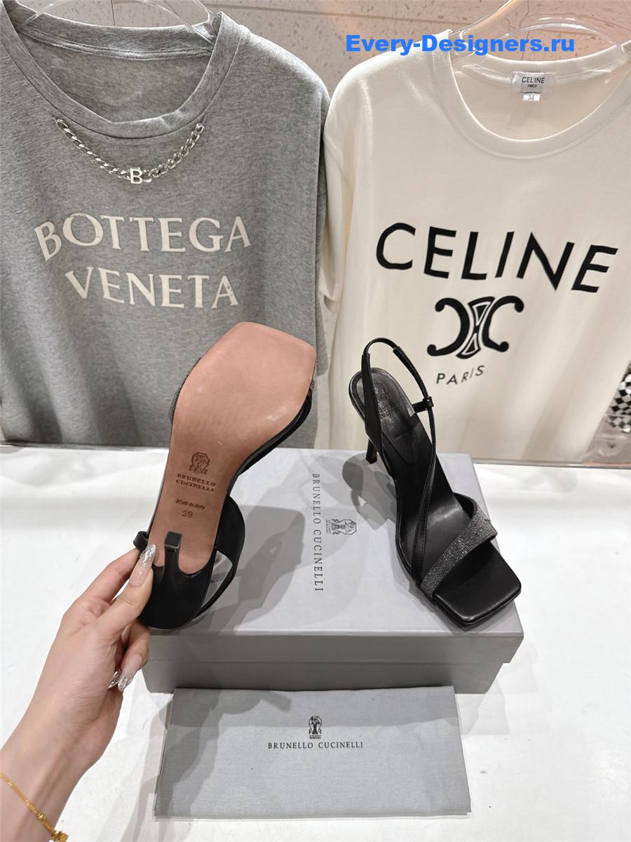 BC Black Beaded Slingback Pumps