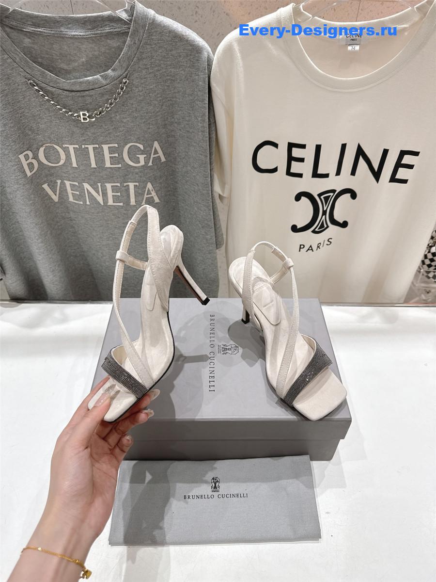 BC White Beaded Slingback Pumps