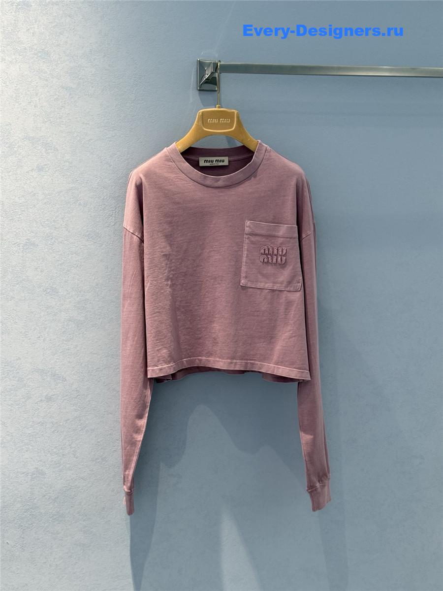 Miu Miu Pink Jersey Long Sleeve T-Shirt