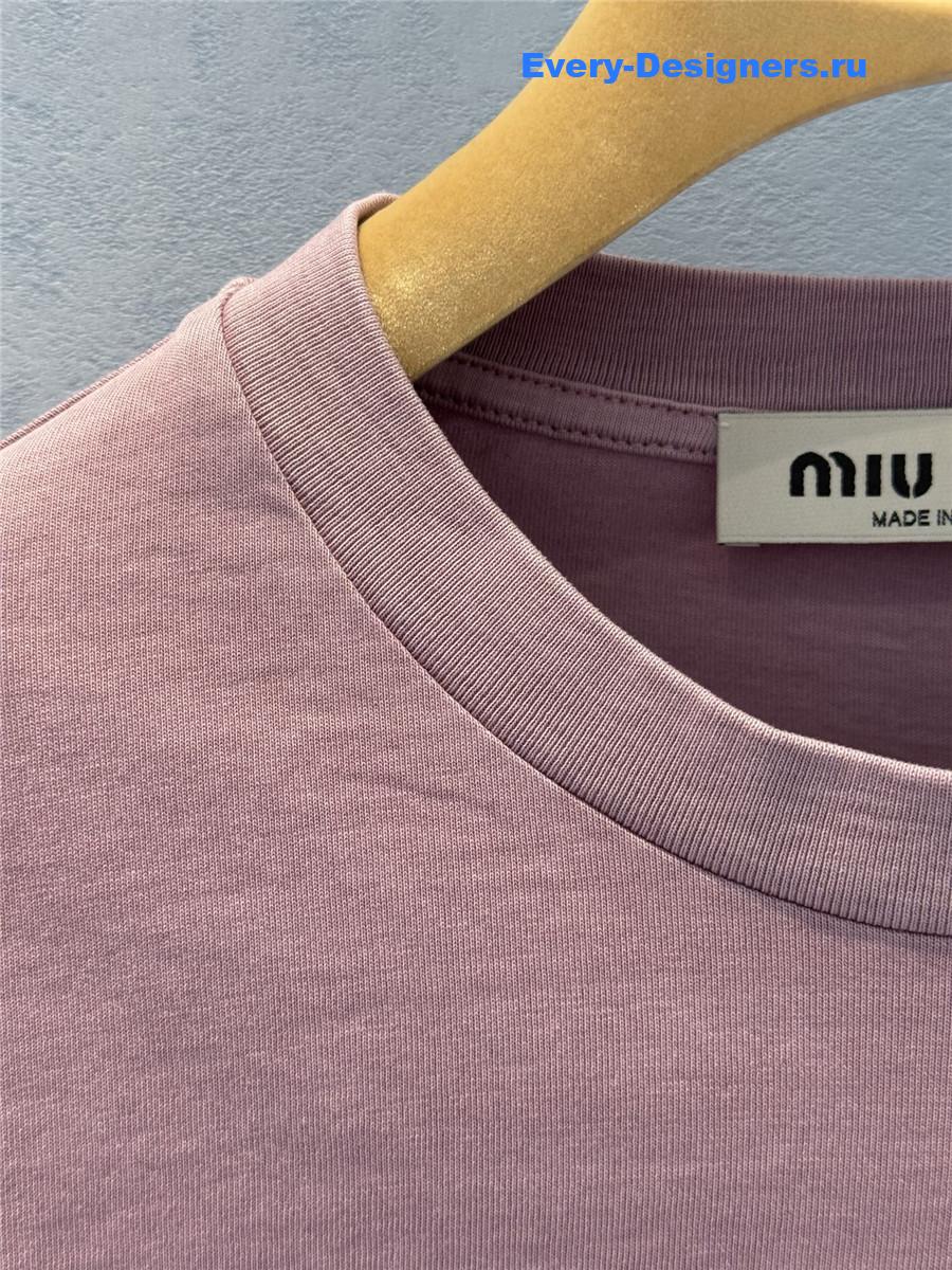 Miu Miu Pink Jersey Long Sleeve T-Shirt