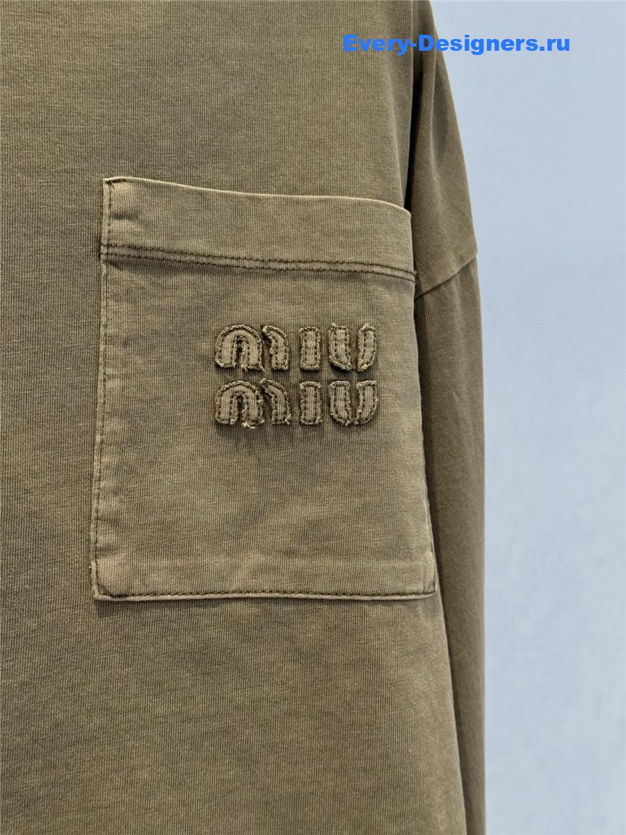 Miu Miu Olive Green Jersey T-Shirt