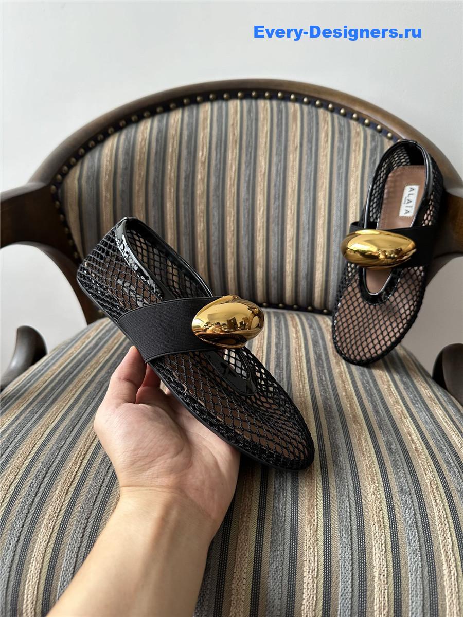 Alaïa Embellished Fishnet Ballet Flats