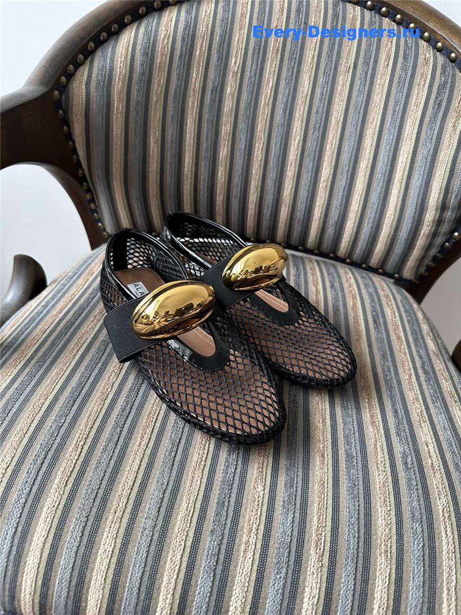 Alaïa Embellished Fishnet Ballet Flats