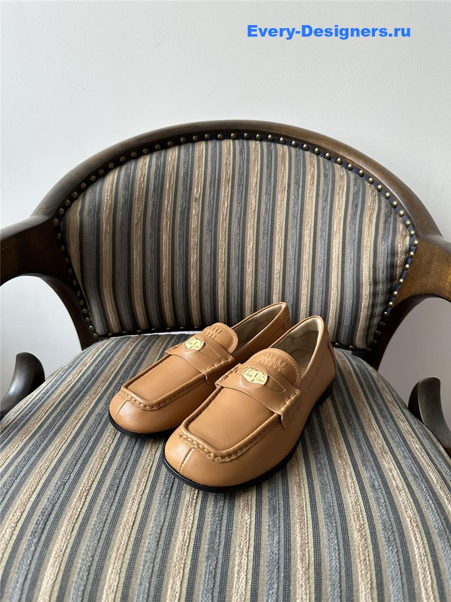 Miu Miu Brown Leather Penny Loafers