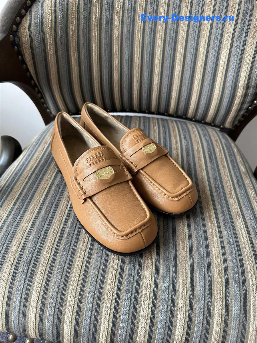 Miu Miu Brown Leather Penny Loafers
