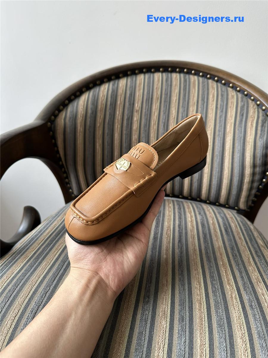 Miu Miu Brown Leather Penny Loafers