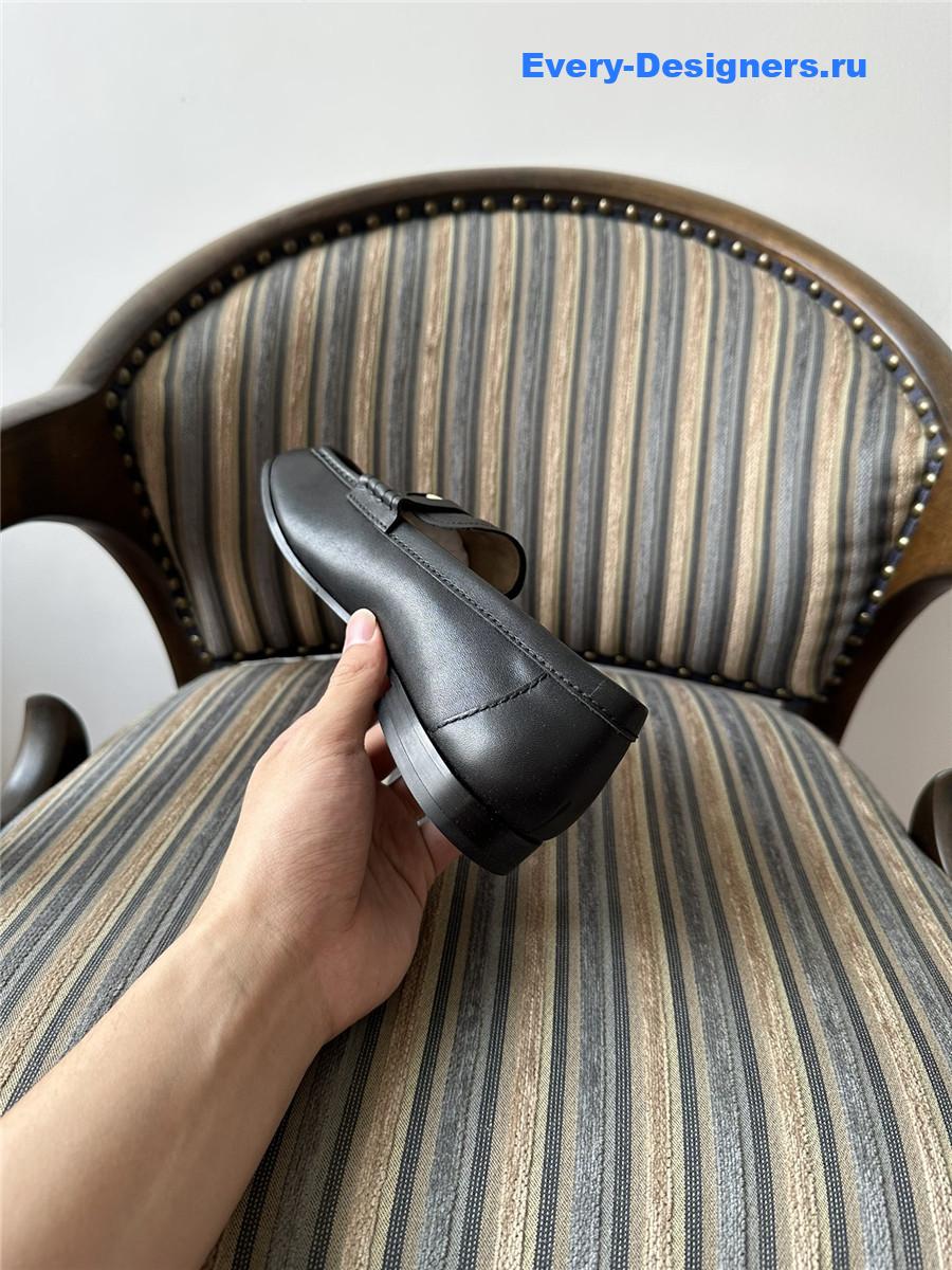 Miu Miu Black Leather Penny Loafers