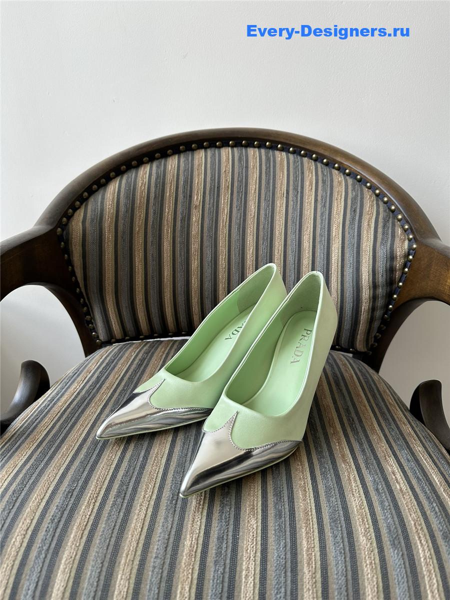 Pra*a green pointed toe pumps