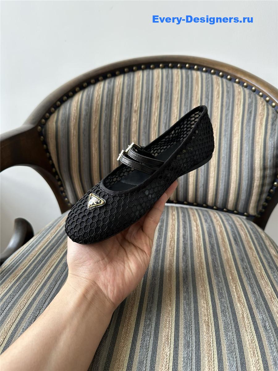Pra*a ballerine mesh mary jane flat in black