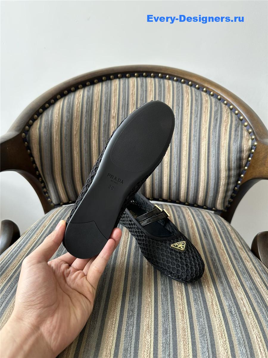 Pra*a ballerine mesh mary jane flat in black