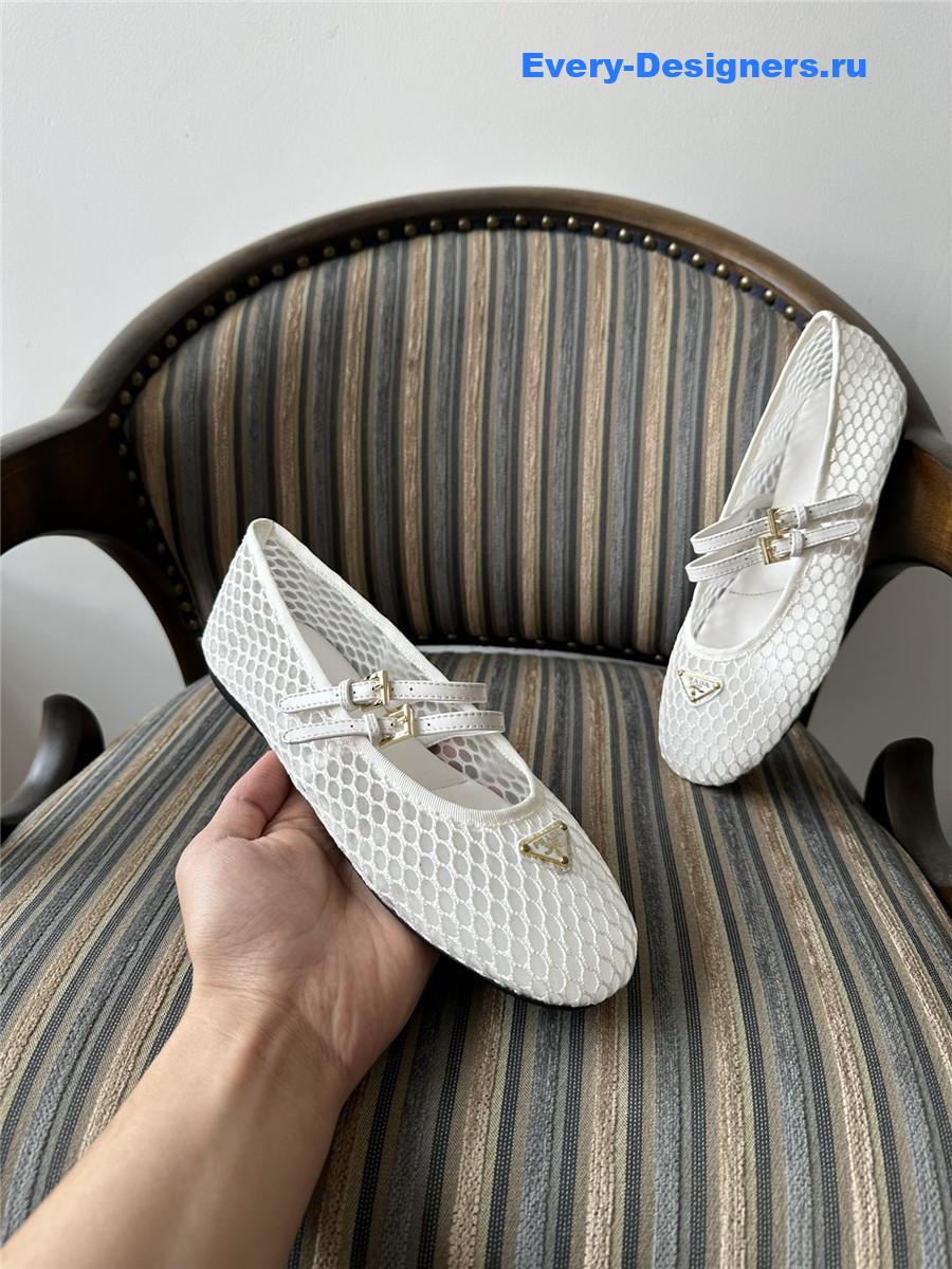 Pra*a ballerine mesh mary jane flat in white