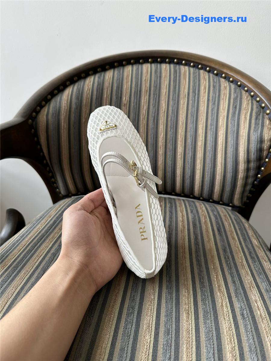 Pra*a ballerine mesh mary jane flat in white