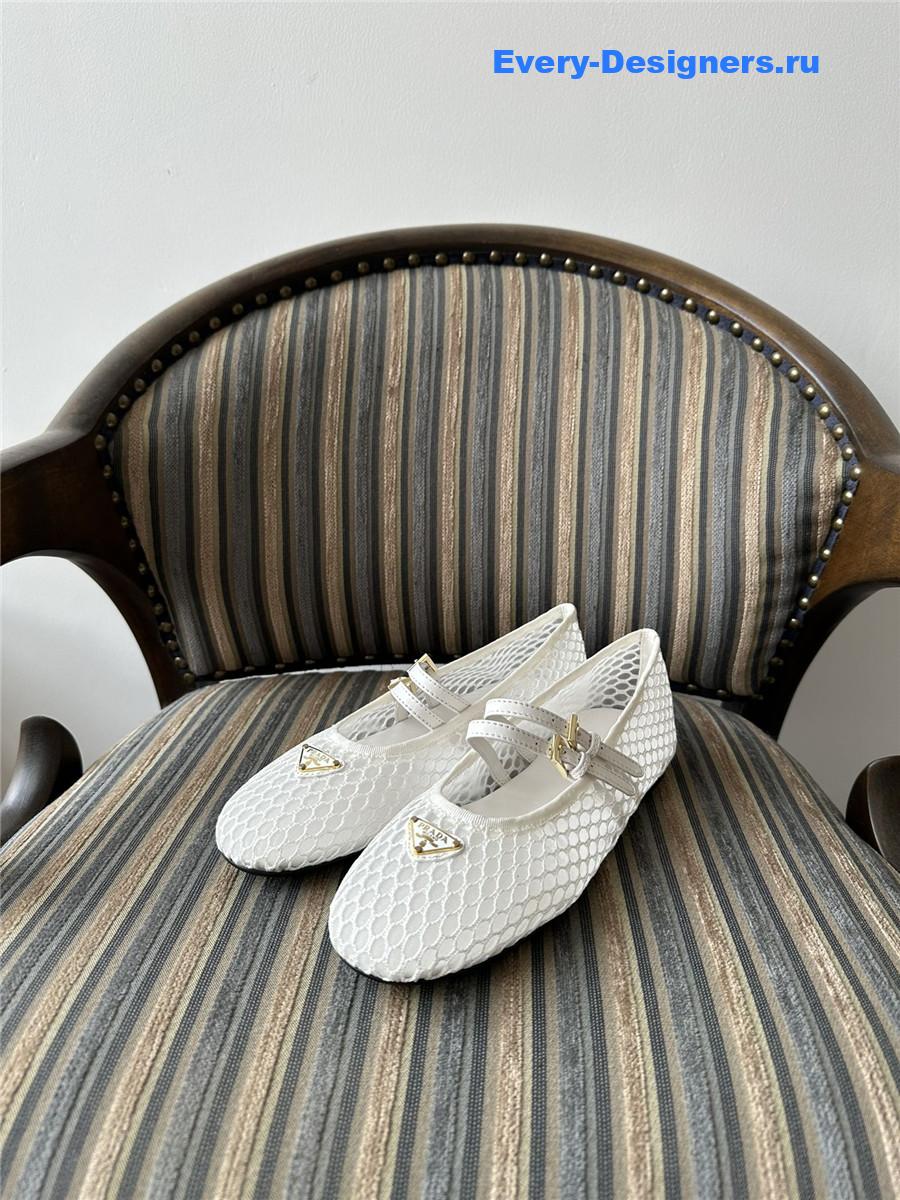 Pra*a ballerine mesh mary jane flat in white