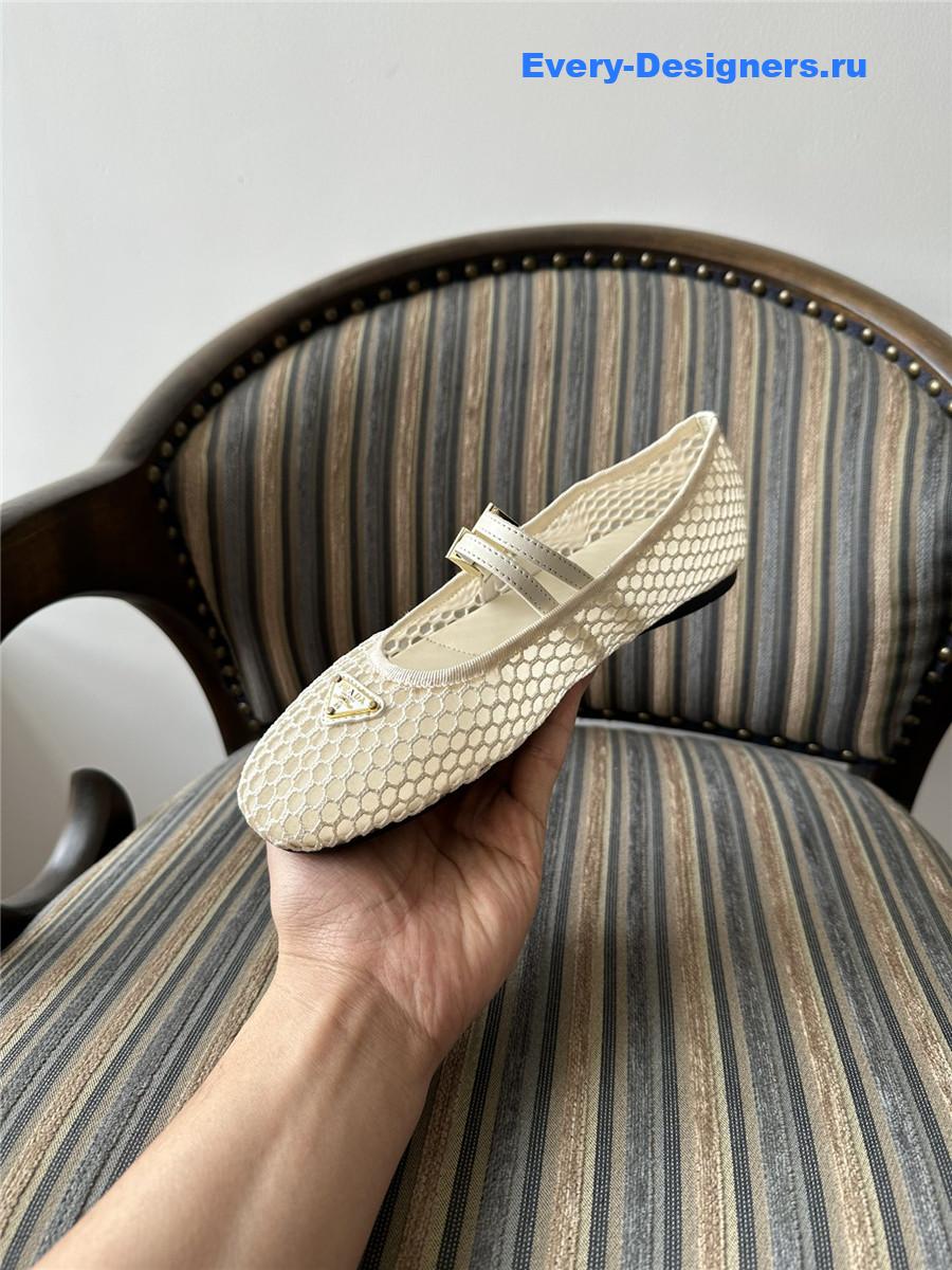 Pra*a ballerine mesh mary jane flat in beige