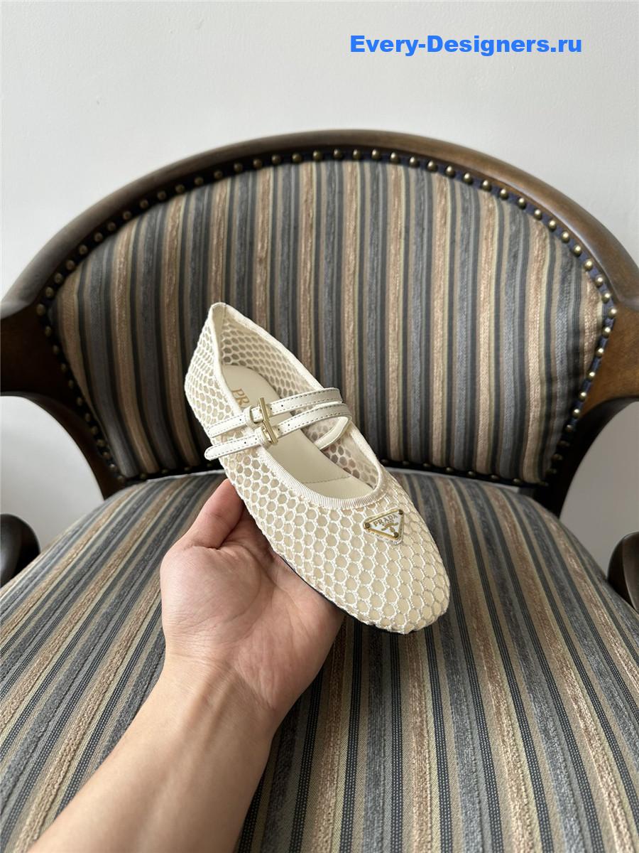 Pra*a ballerine mesh mary jane flat in beige
