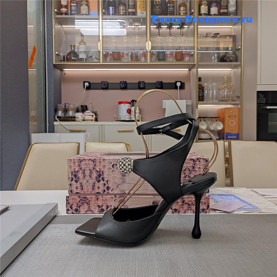 J1m*y Ch00 orb 95 black velvet sandals