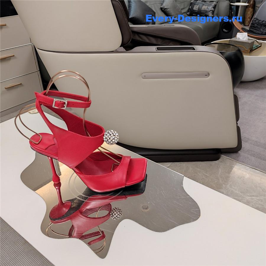 J1m*y Ch00 orb 95 red velvet sandals