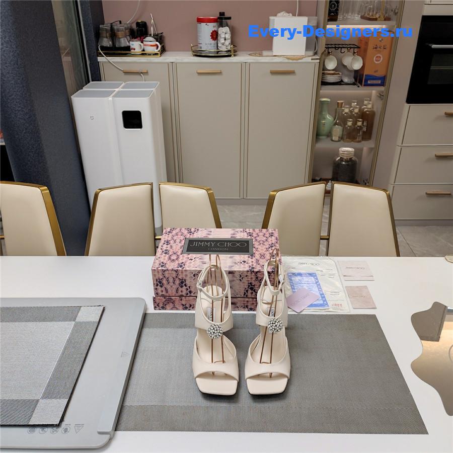 J1m*y Ch00 orb 95 beige velvet sandals