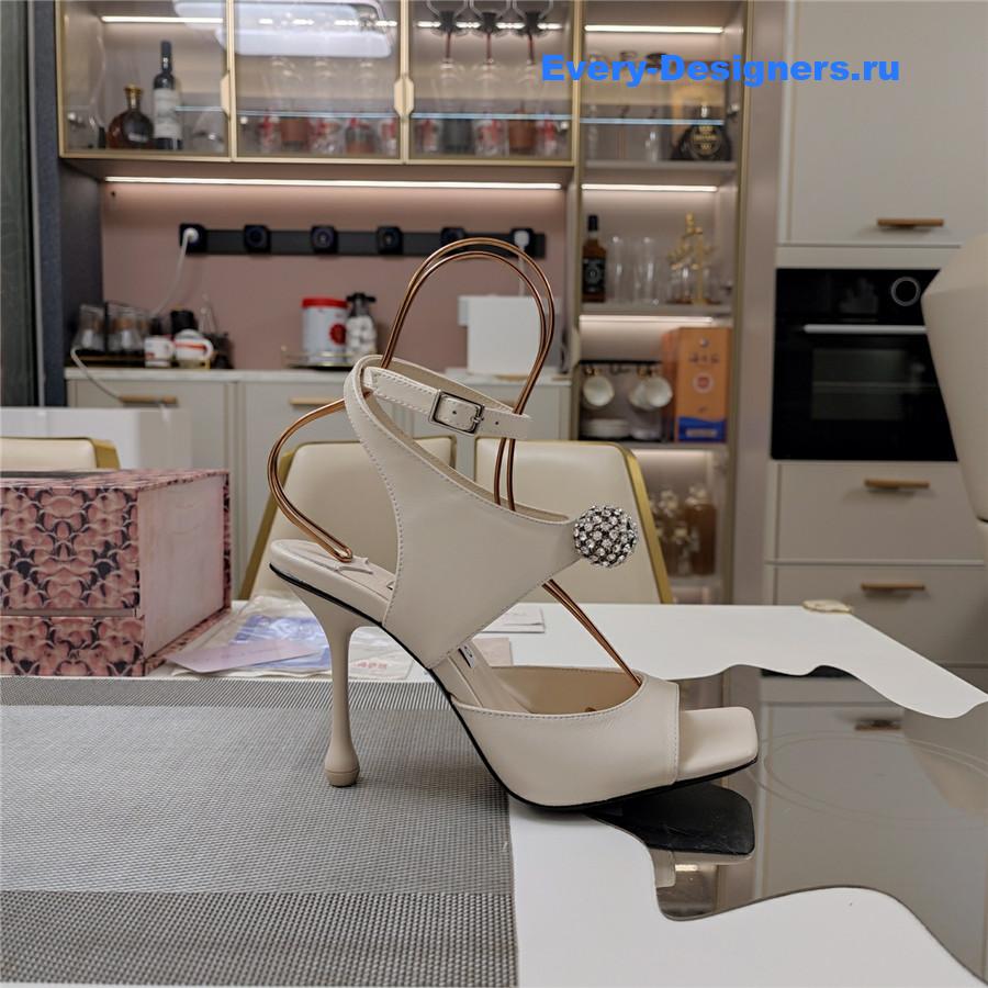 J1m*y Ch00 orb 95 beige velvet sandals