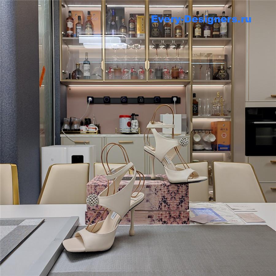 J1m*y Ch00 orb 95 beige velvet sandals