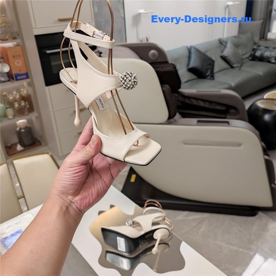 J1m*y Ch00 orb 95 beige velvet sandals
