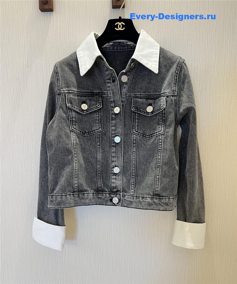 Ch**el grey white faded denim jacket