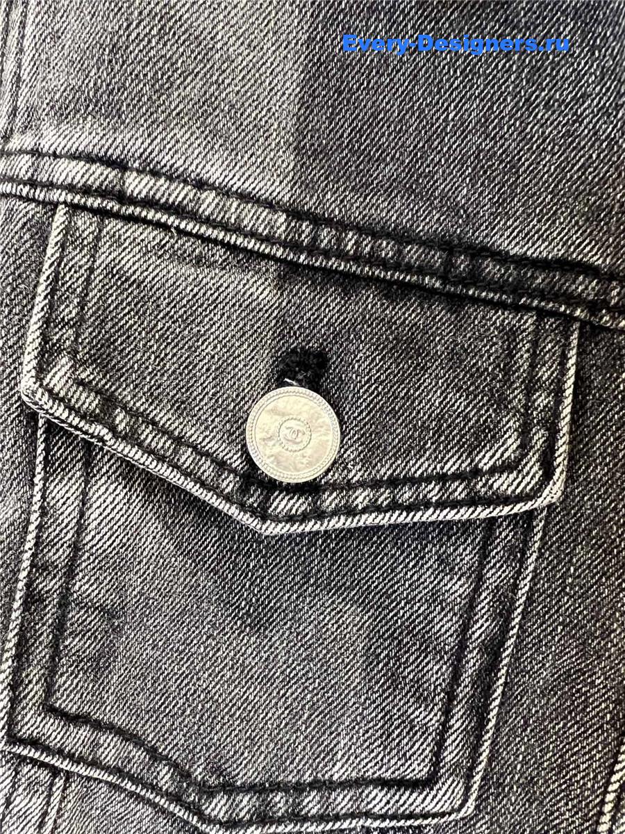 Ch**el grey white faded denim jacket