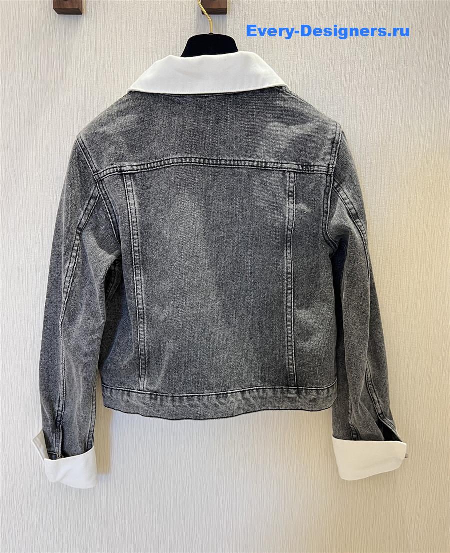 Ch**el grey white faded denim jacket