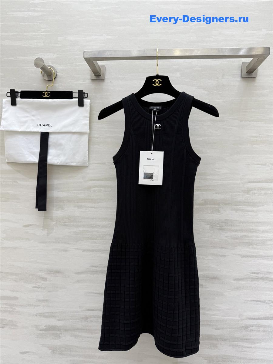 Ch**el black waffle dress