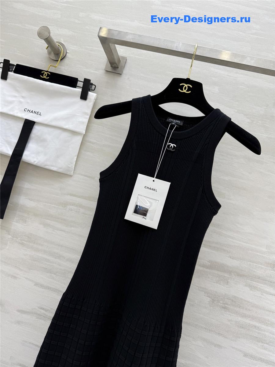 Ch**el black waffle dress