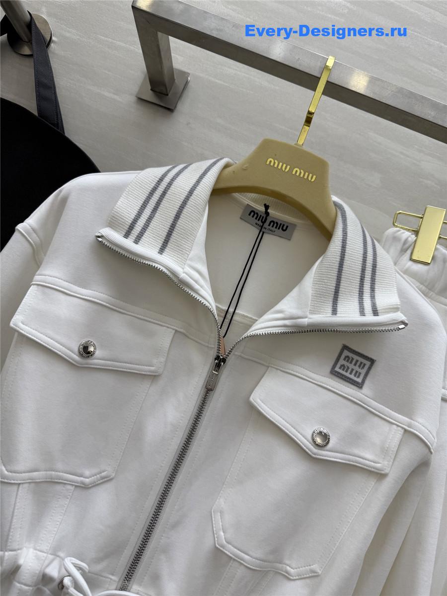 Miu Miu White Baseball Jacket Suit