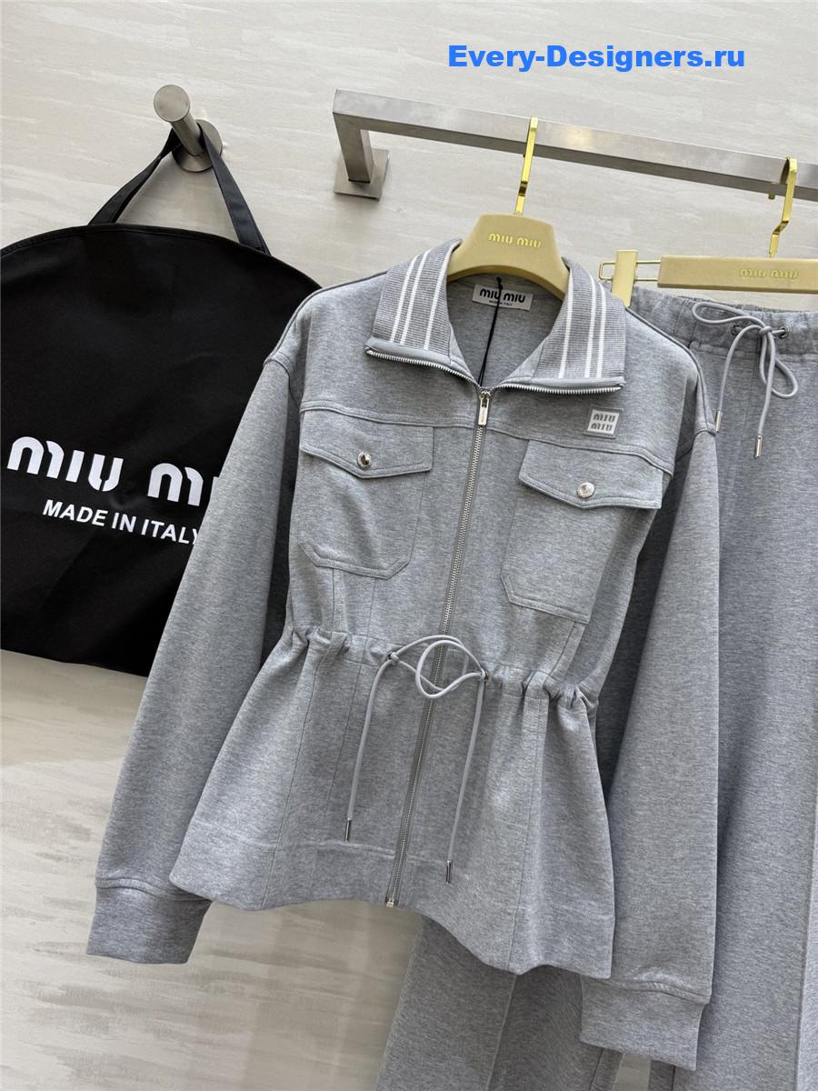 Miu Miu Grey Baseball Jacket Suit
