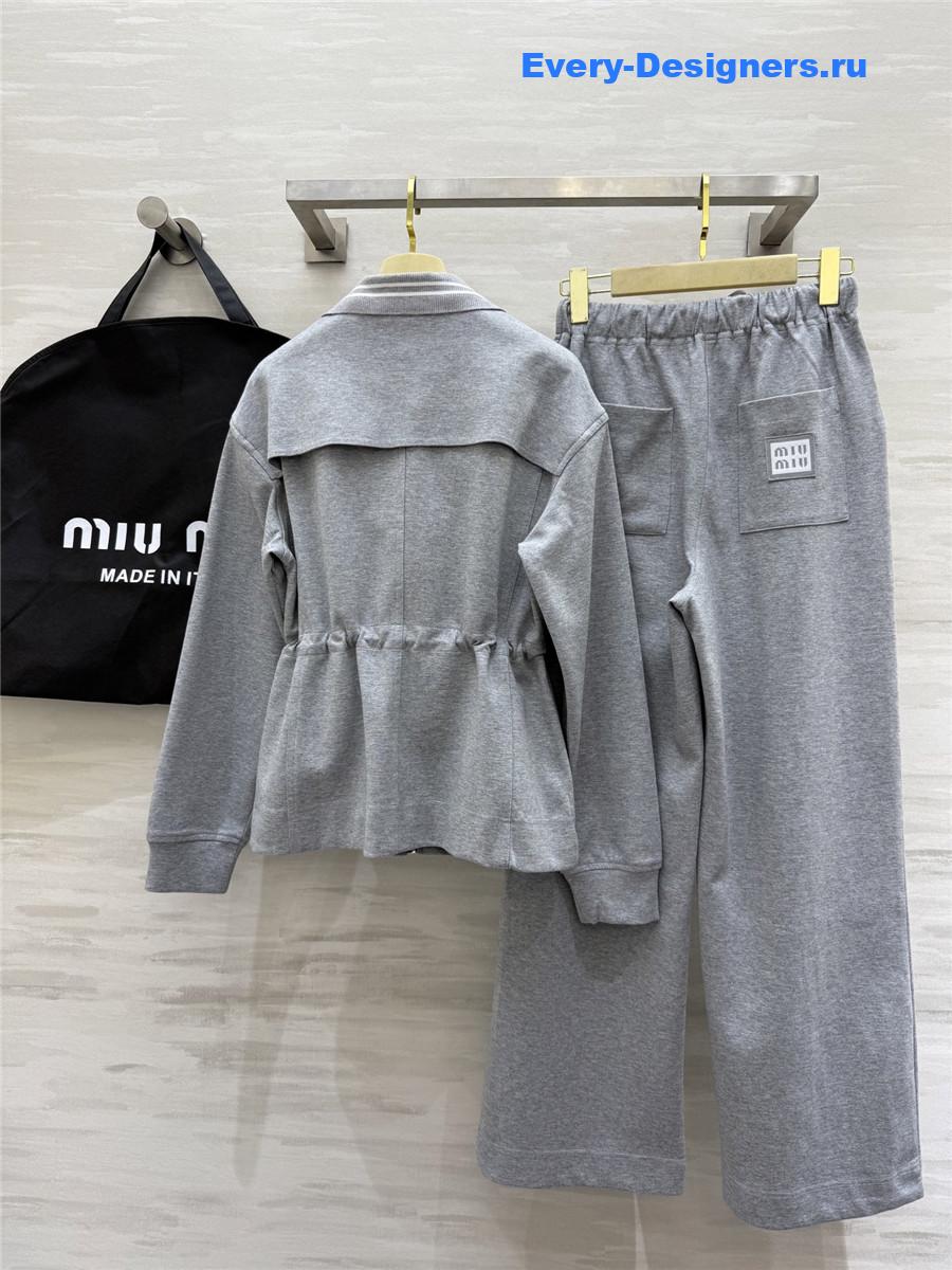 Miu Miu Grey Baseball Jacket Suit