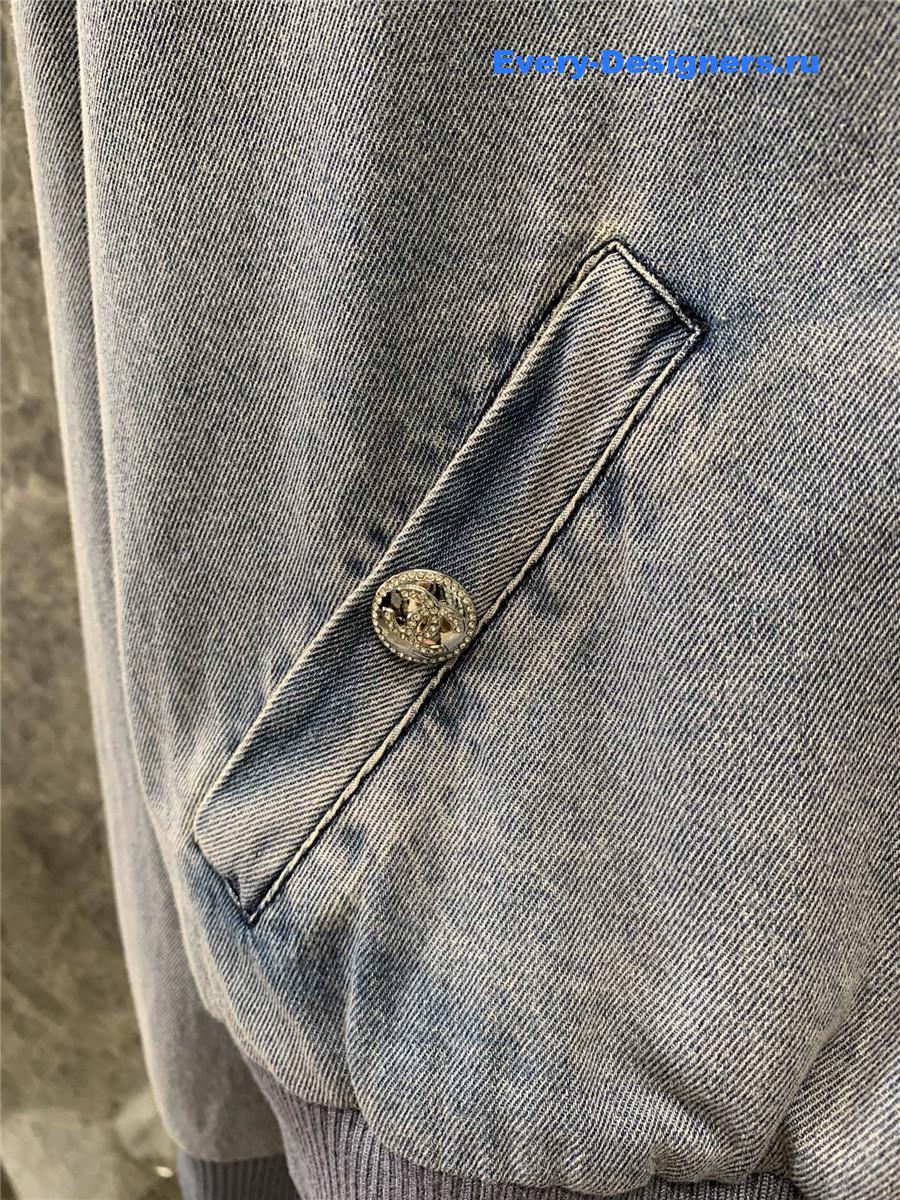 Ch**el light grey printed denim jacket