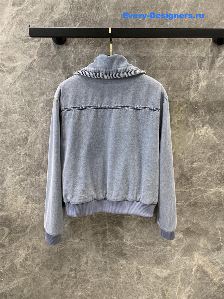 Ch**el light grey printed denim jacket