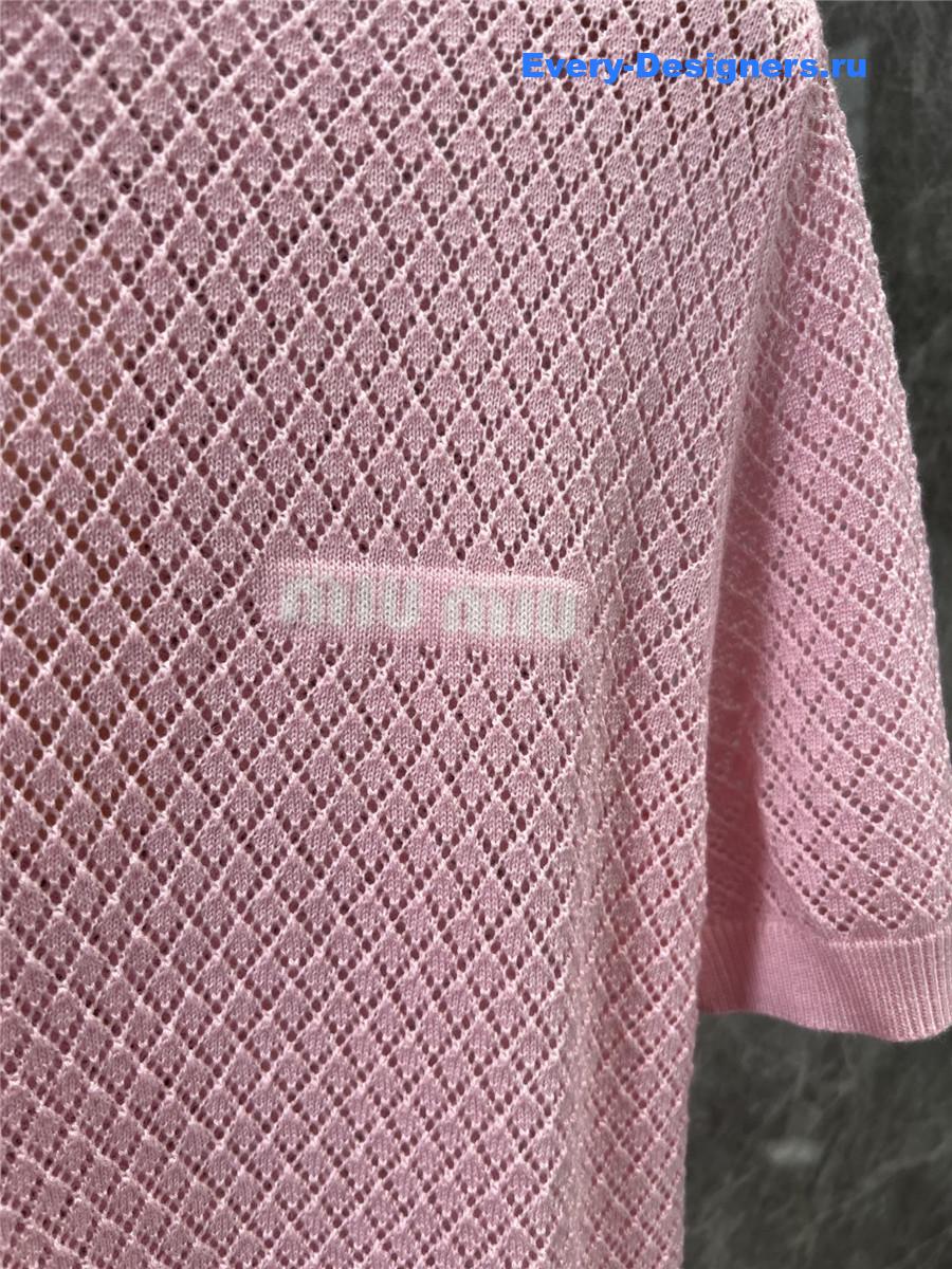 Miu Miu Pink Hollow Knit Top