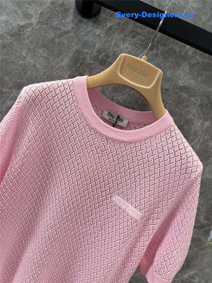 Miu Miu Pink Hollow Knit Top
