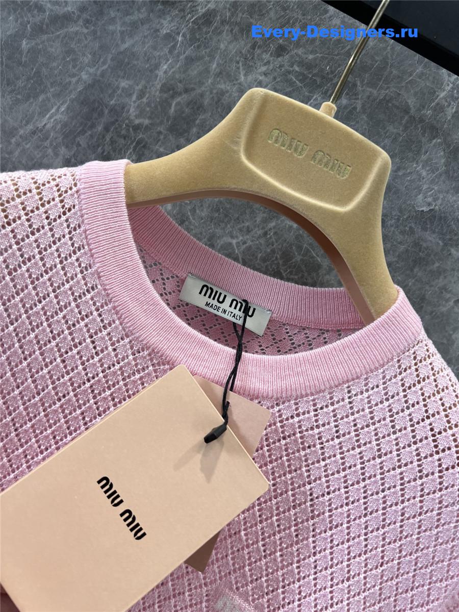 Miu Miu Pink Hollow Knit Top