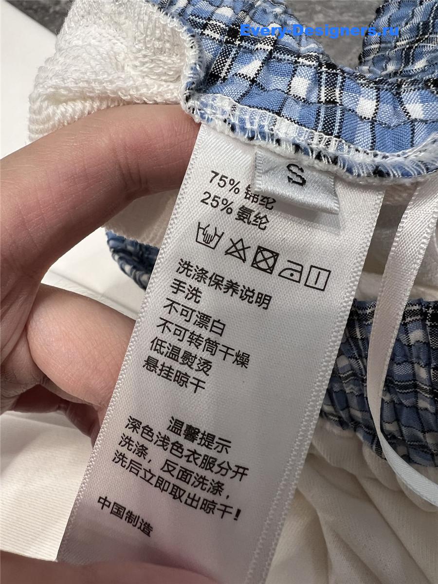 Miu Miu Check Wide-Leg Trousers in White