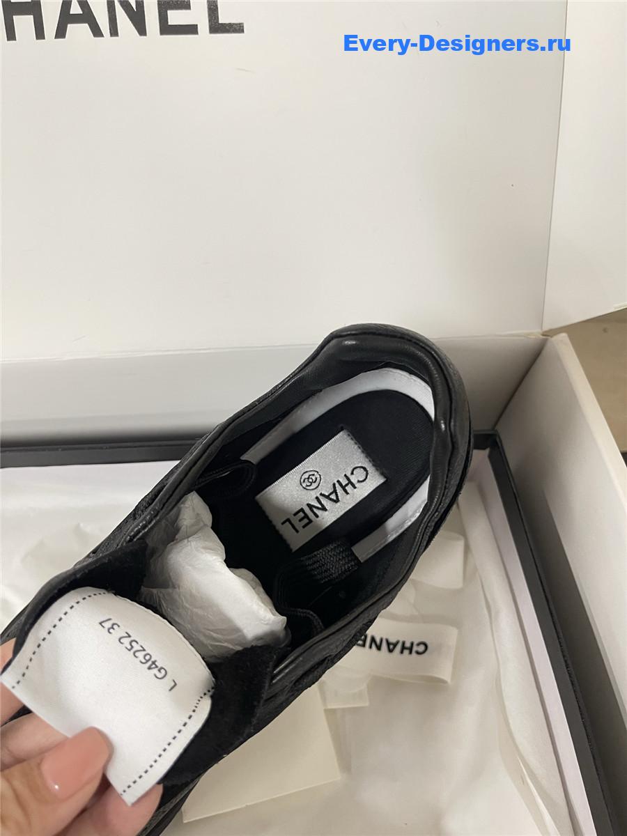 Ch**el black lambskin cc sneakers