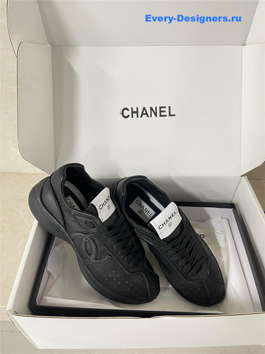 Ch**el black lambskin cc sneakers