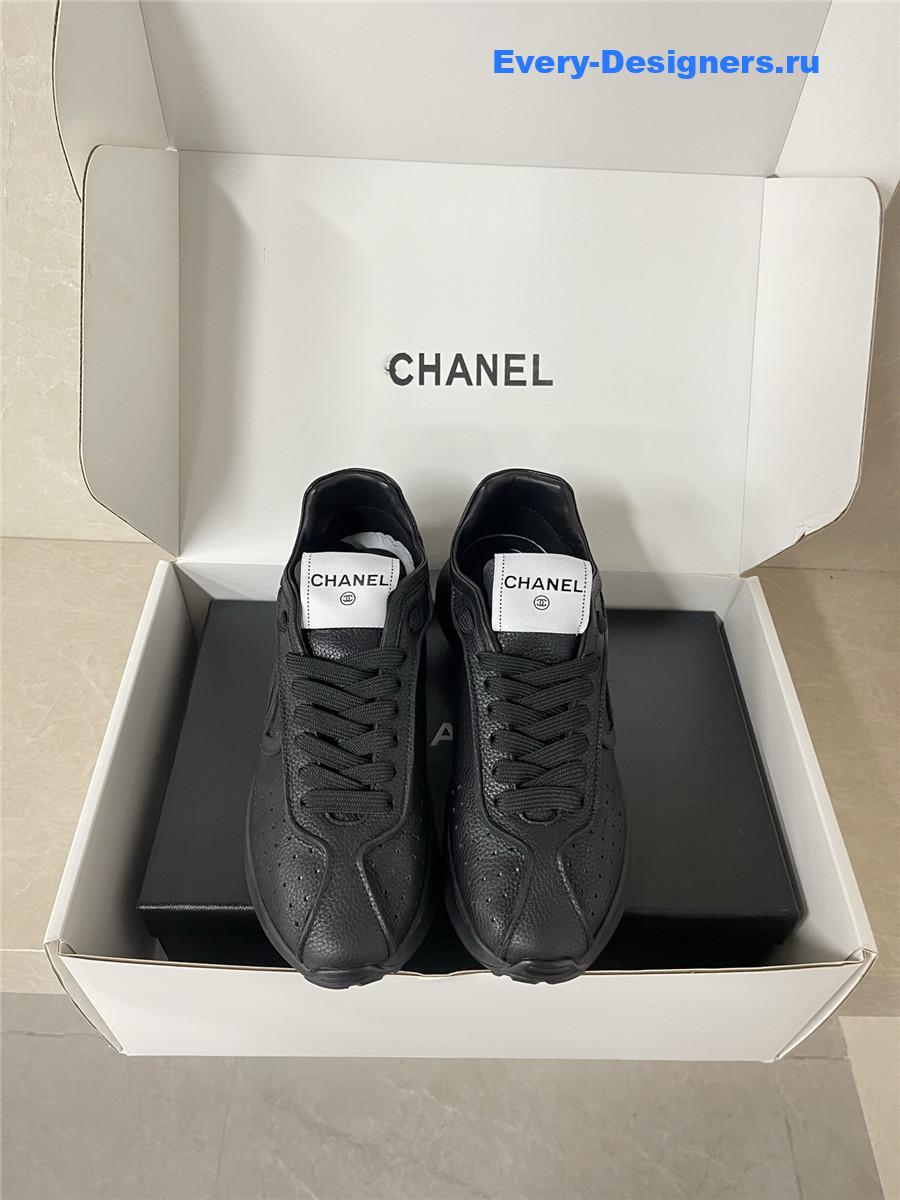 Ch**el black lambskin cc sneakers