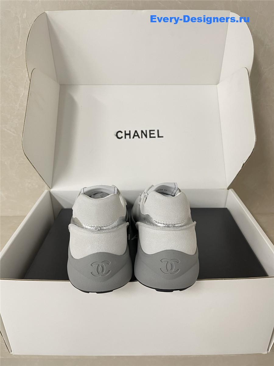 Ch**el silver lambskin cc sneakers