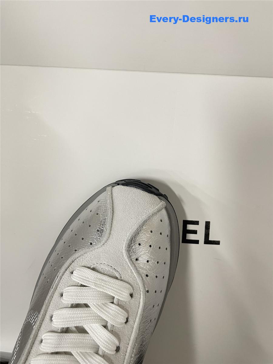 Ch**el silver lambskin cc sneakers