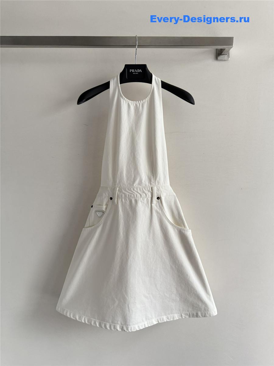 Pra*a white denim dungaree dress