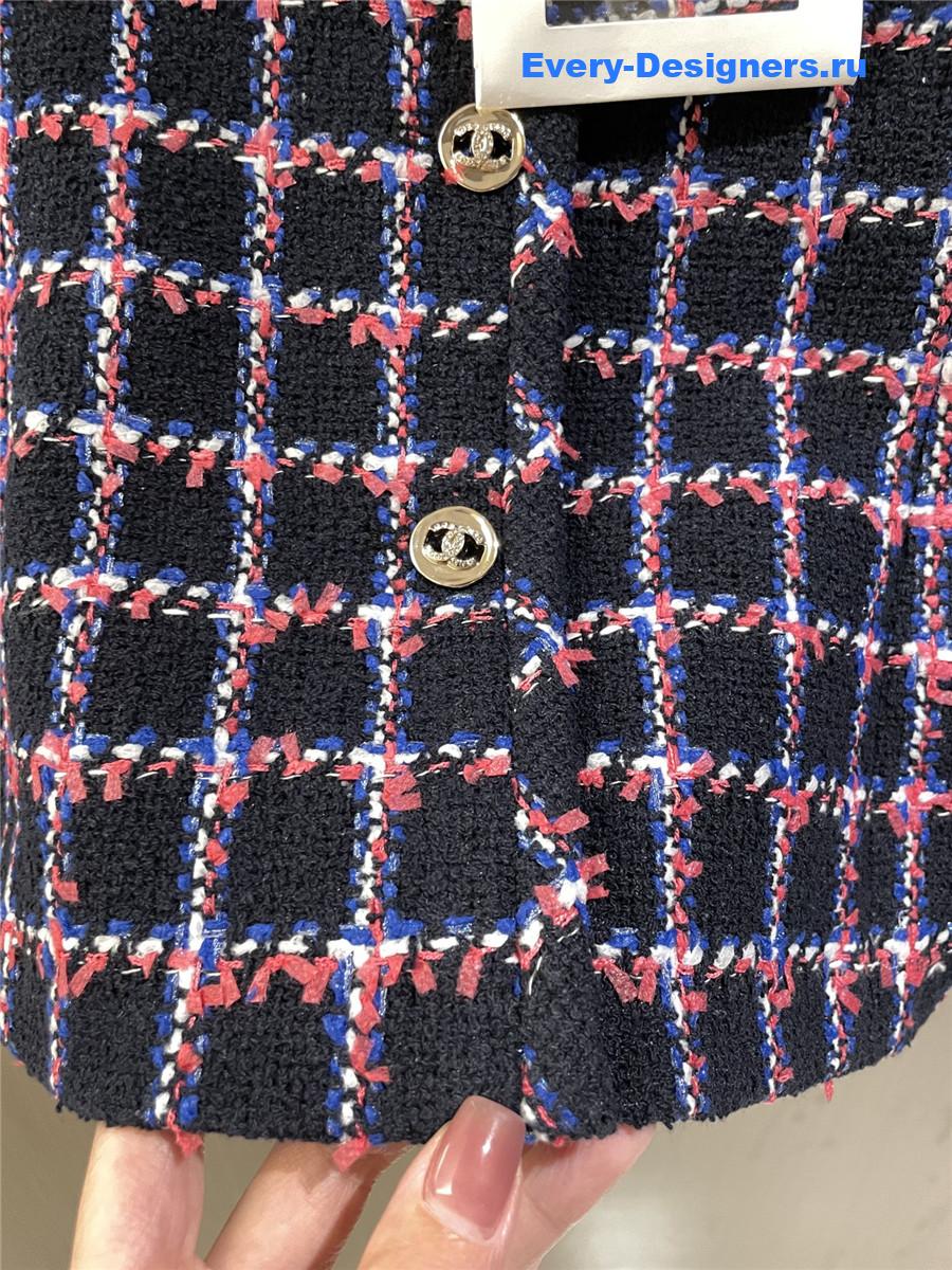 Ch**el purple plaid tweed vest