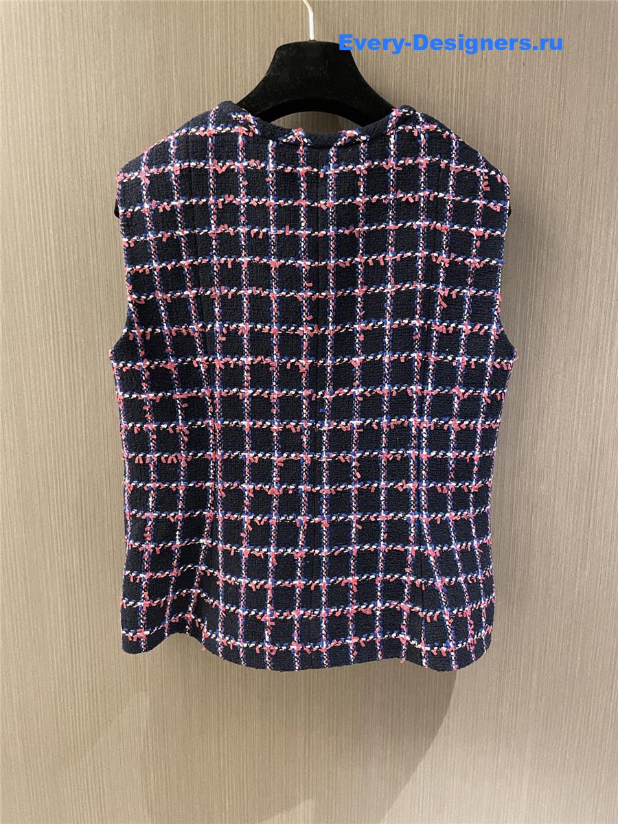 Ch**el purple plaid tweed vest
